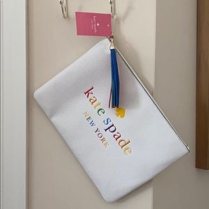 KATE SPADE rainbow large tassel pouch NEW